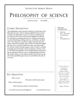Philosophy of Science Syllabus